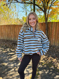 Brynn Striped Pullover- Blue/Brown
