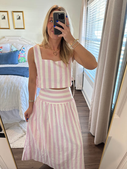 Luna Stripe Set- Pink/White