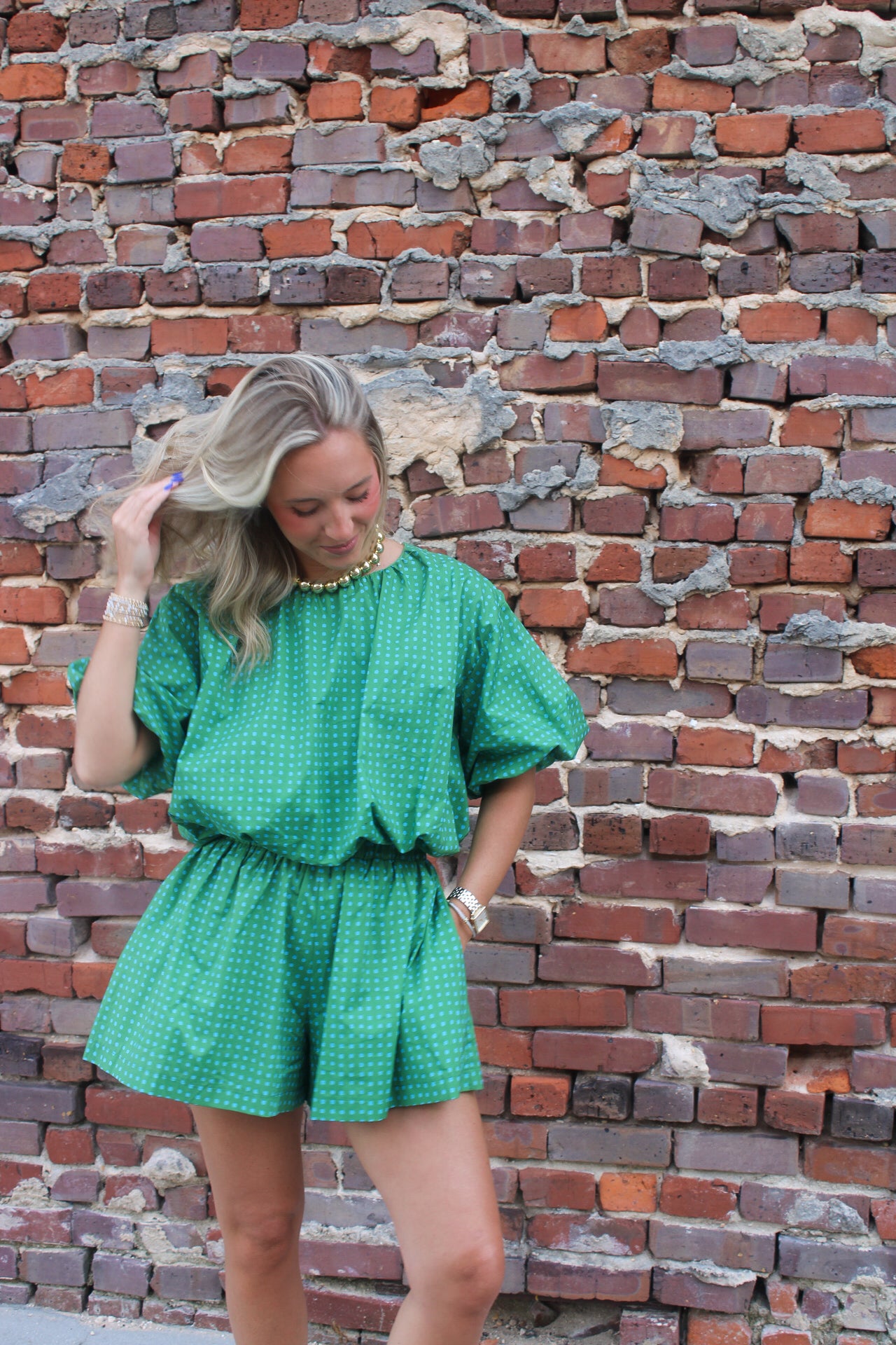 Maren Polka Dot Set- Kelly Green