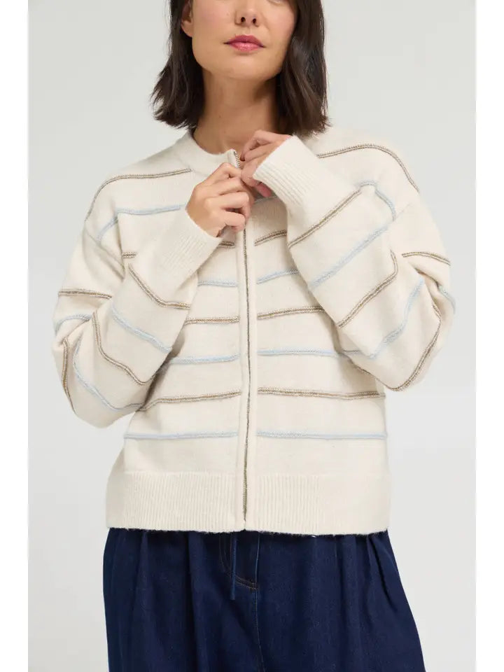 Alaya Stripe Jacket- Cream