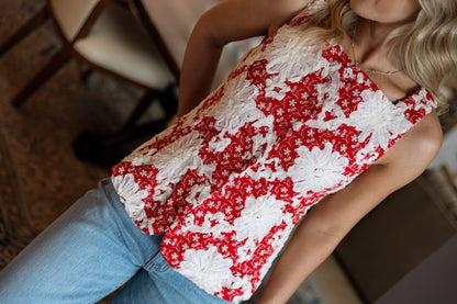 Mavis Embroidered Top- Red
