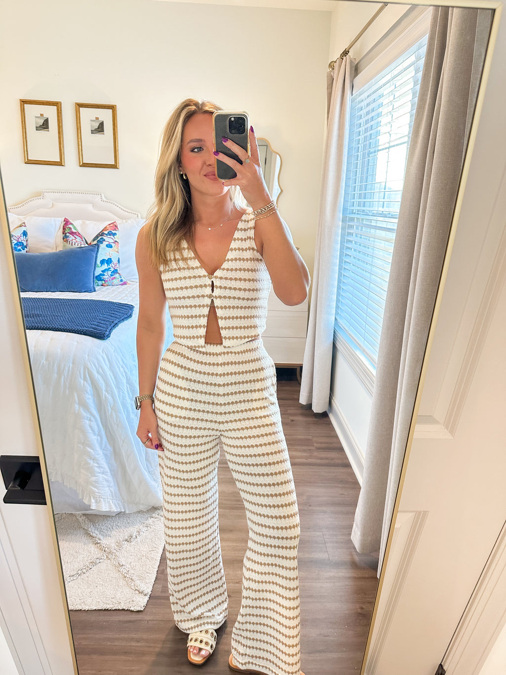 Micah Stripe Set- Taupe/White