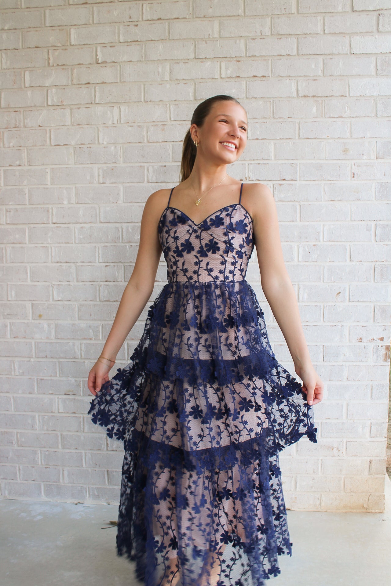 Endless Rose - Crochet Layered Midi Dress NAVY / XS Endless Rose - Crochet Layered Midi Dress NAVY / XS