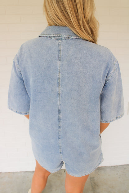 Leaanne Denim Romper- Light