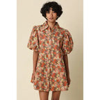 Lara Floral Mini Dress- Grey Rust