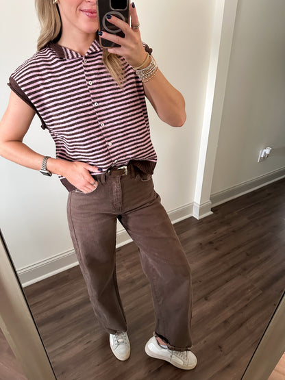 Piper Vest Top- Dark Wine