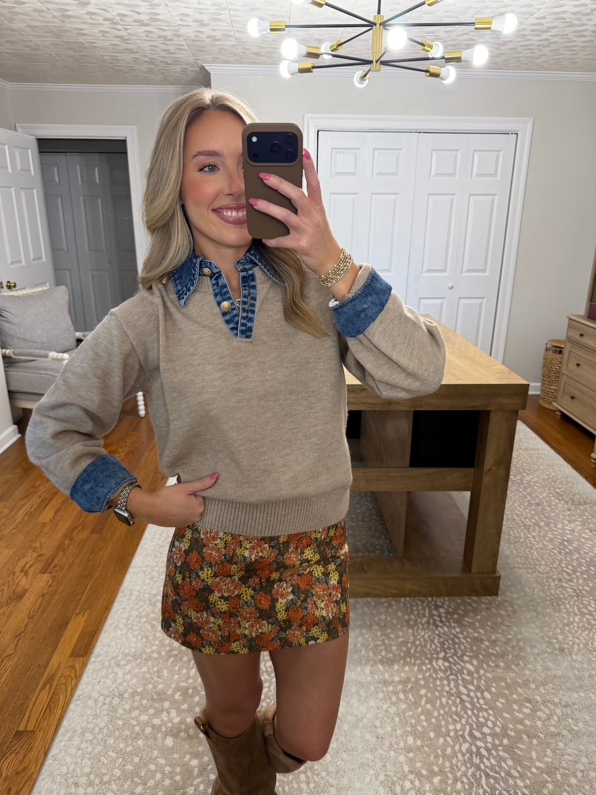 Sofia Collared Sweater- Khaki