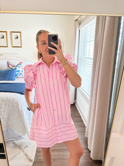 Nova Stripe Dress- Pink