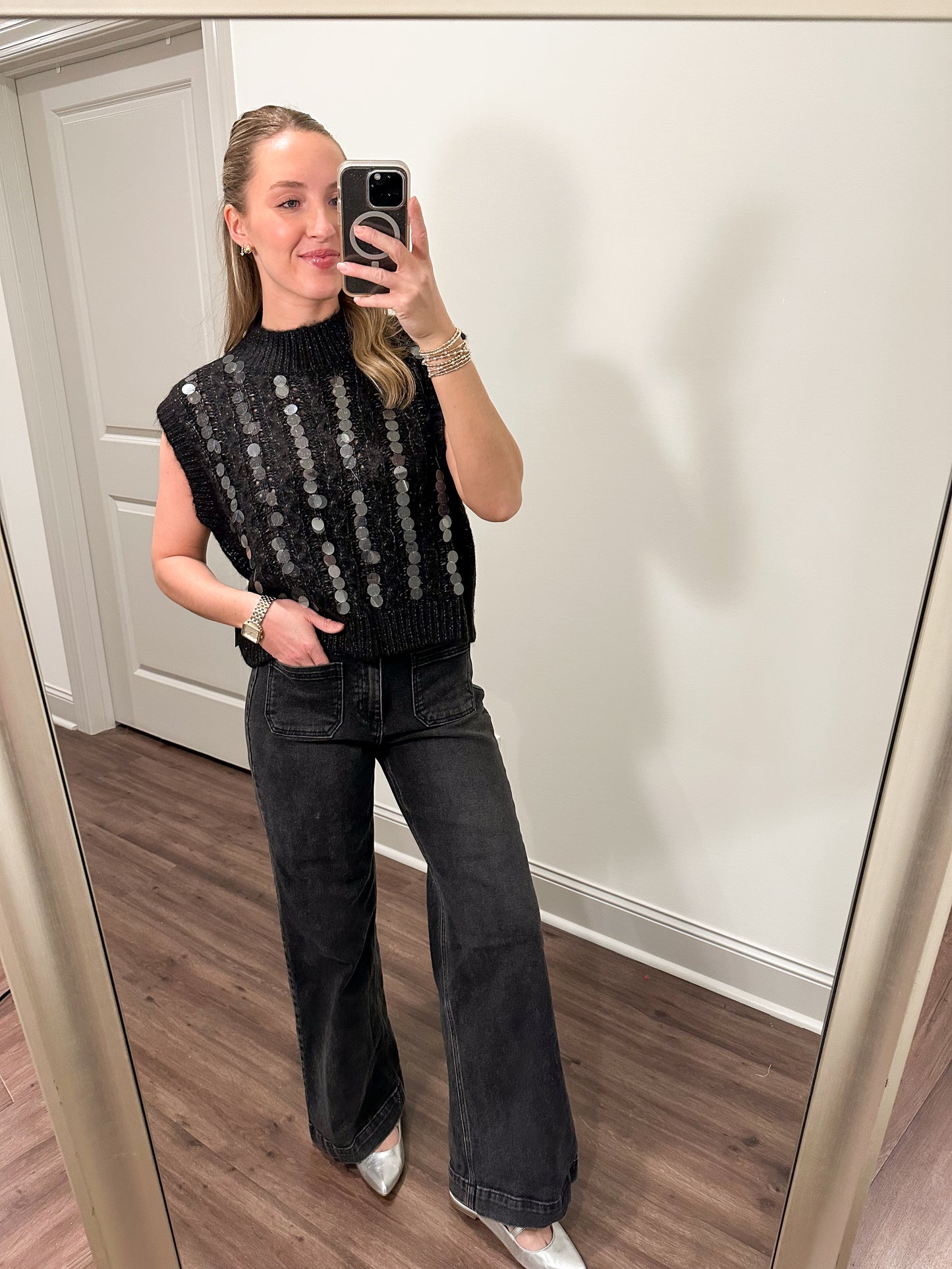 Kacey Sleeveless Sweater Top- Black