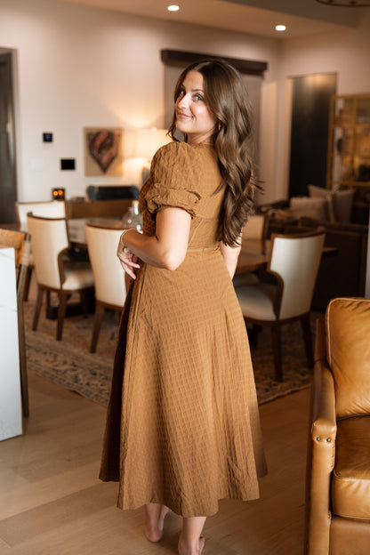 Hattie Midi Dress- Brown