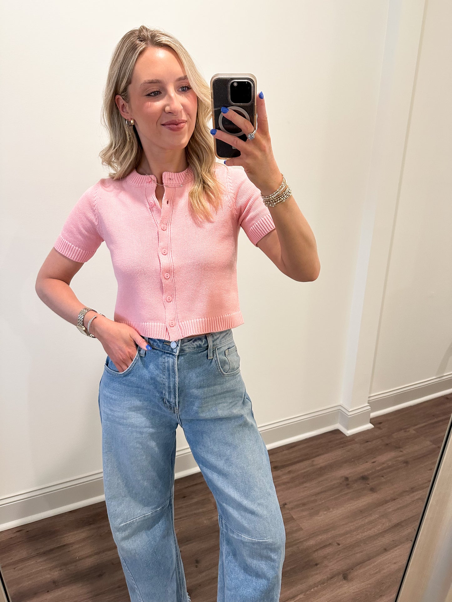 Leia Knit Top- Soft Pink