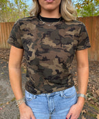 Lina Camo Print Crew Neck Tee