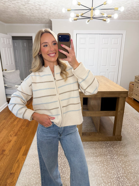 Alaya Stripe Jacket- Cream