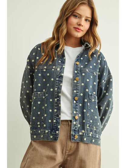 Marcie Polka Dot Denim Jacket