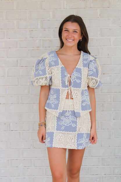 Carmine Crochet Set- Blue
