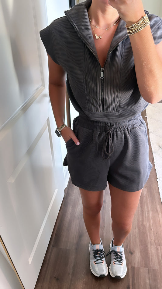 Eliza Romper- Charcoal