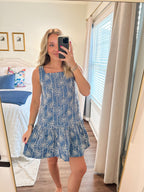 Bailee Square Neck Mini- Blue