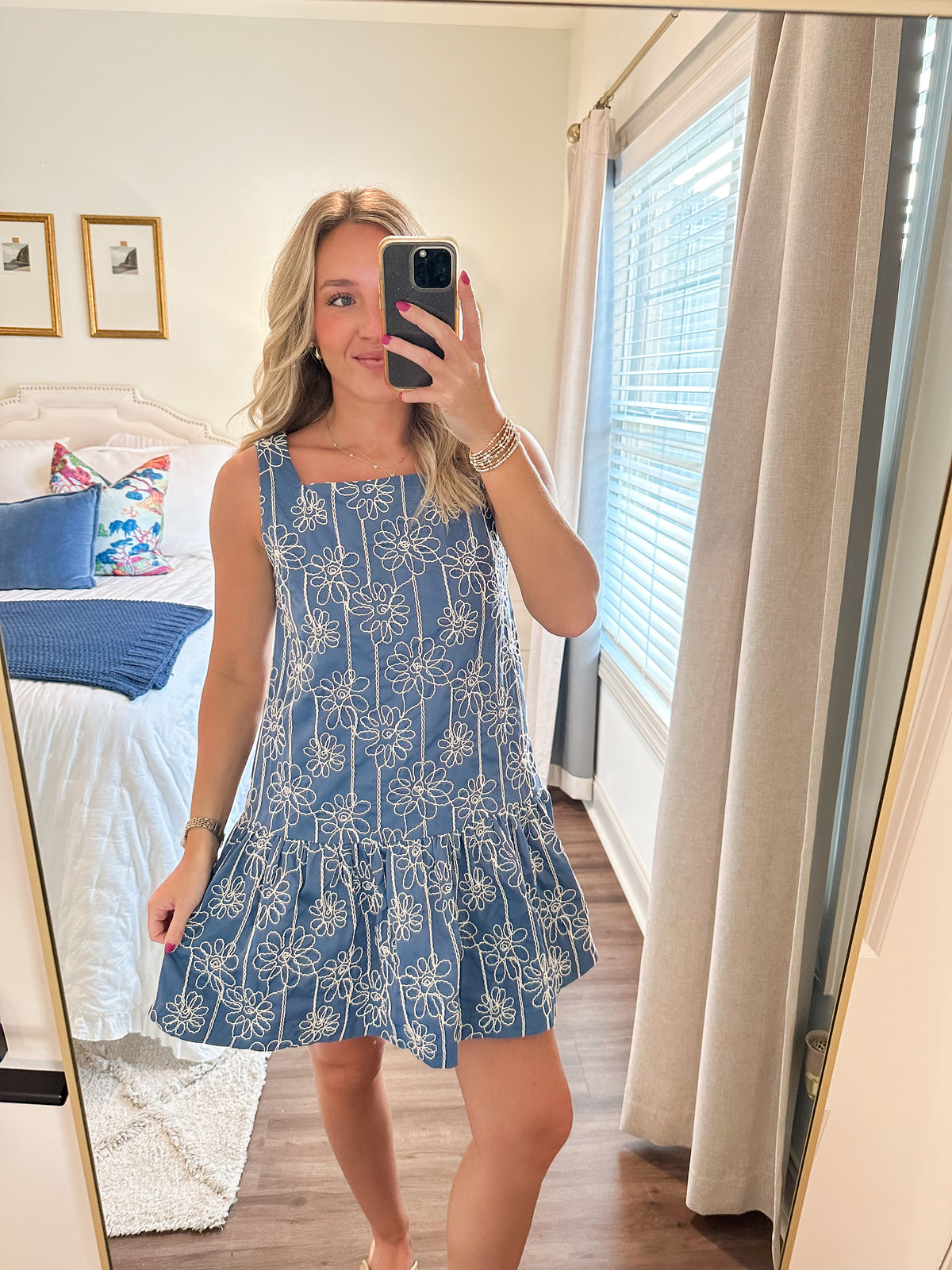 Bailee Square Neck Mini- Blue