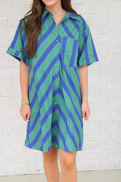 Palmer Dress- Green/Blue