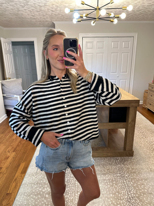Black Stripe Cardigan