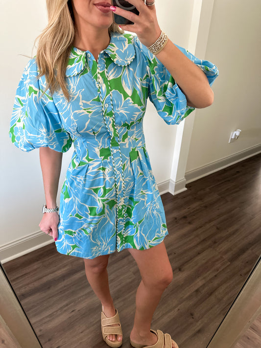 Bali Mini Dress- Green/Blue