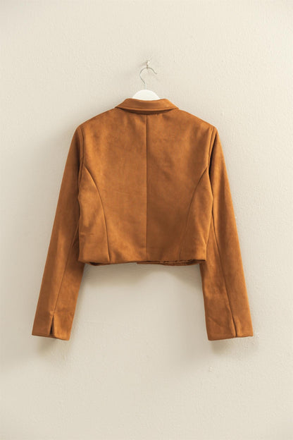Suede Crop Jacket- Camel