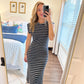 Macie Stripe Dress- Navy