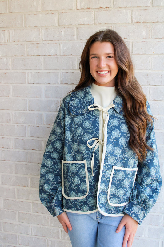 Julie Floral Jacket- Blue