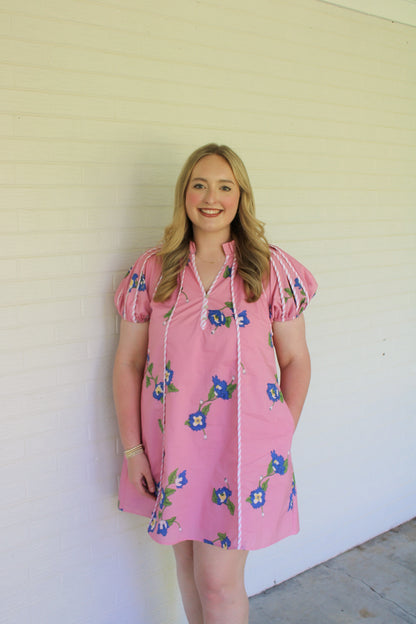 Rose Floral Dress- Pink