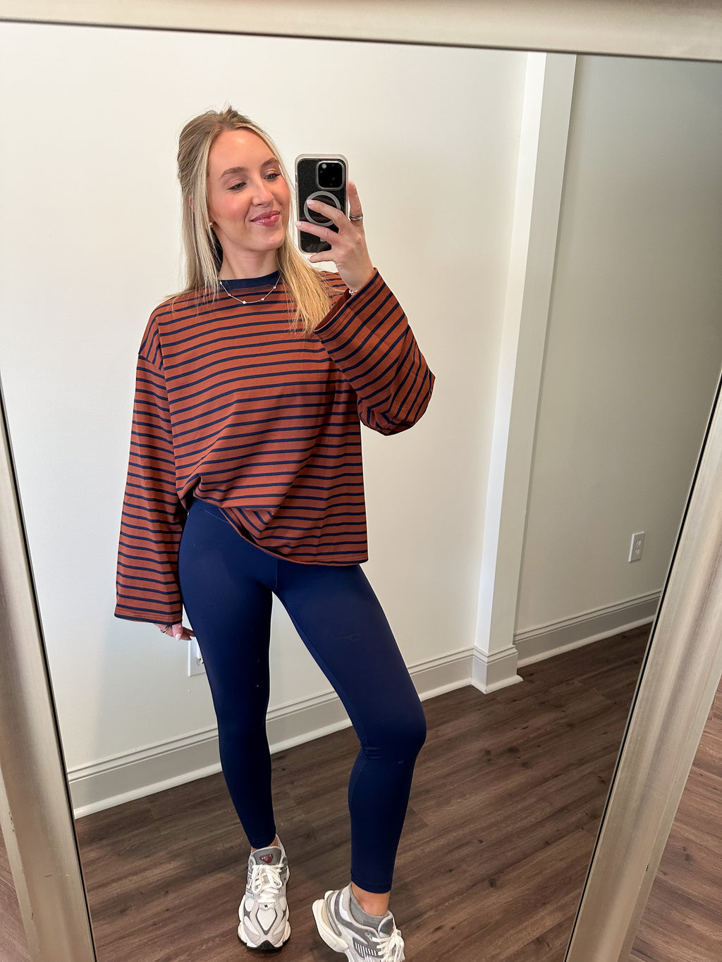 Hasley Striped Top- Brown/Navy