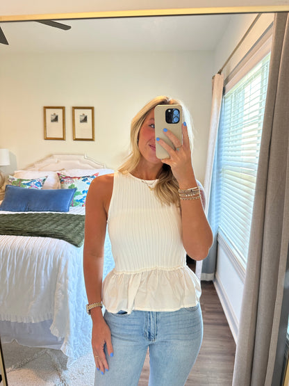 Mixed Media Tank- White