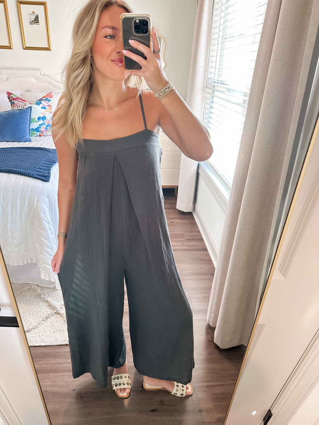 Nelly Gauze Jumpsuit- Charcoal