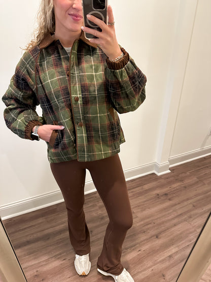 Morgen Plaid Jacket- Olive