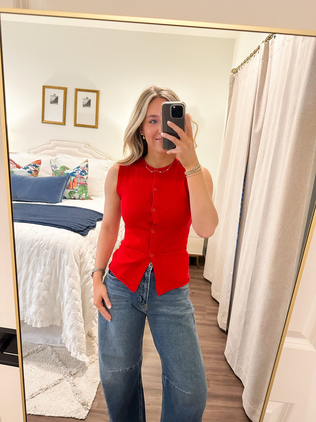 Mila Knit Top- Red