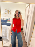 Mila Knit Top- Red