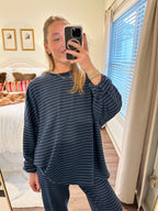 Ceila Stripe Top- Navy