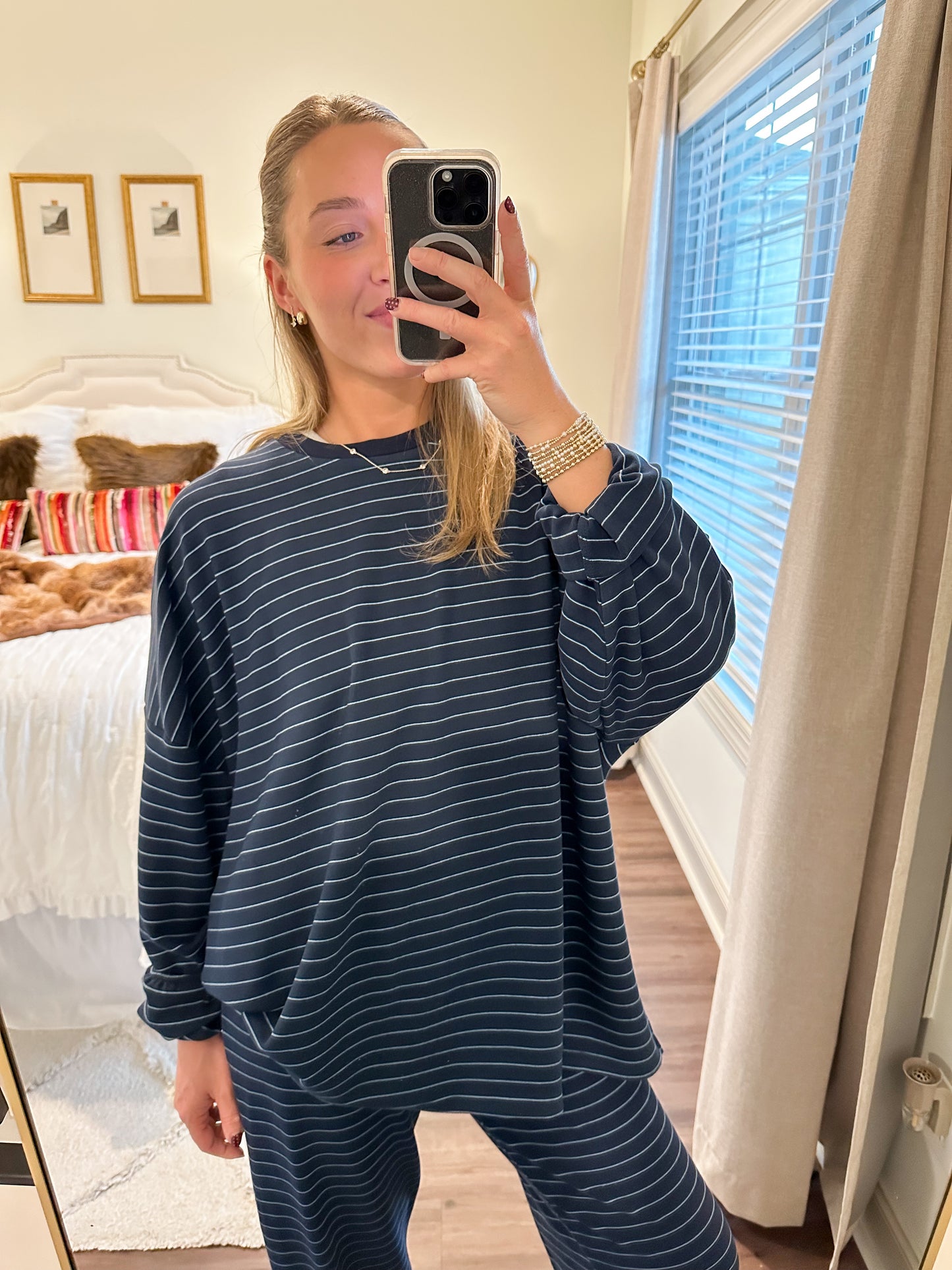 Ceila Stripe Top- Navy