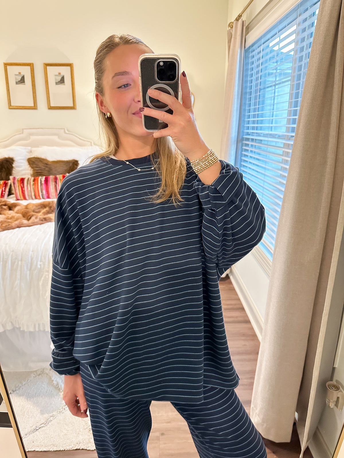 Ceila Stripe Top- Navy