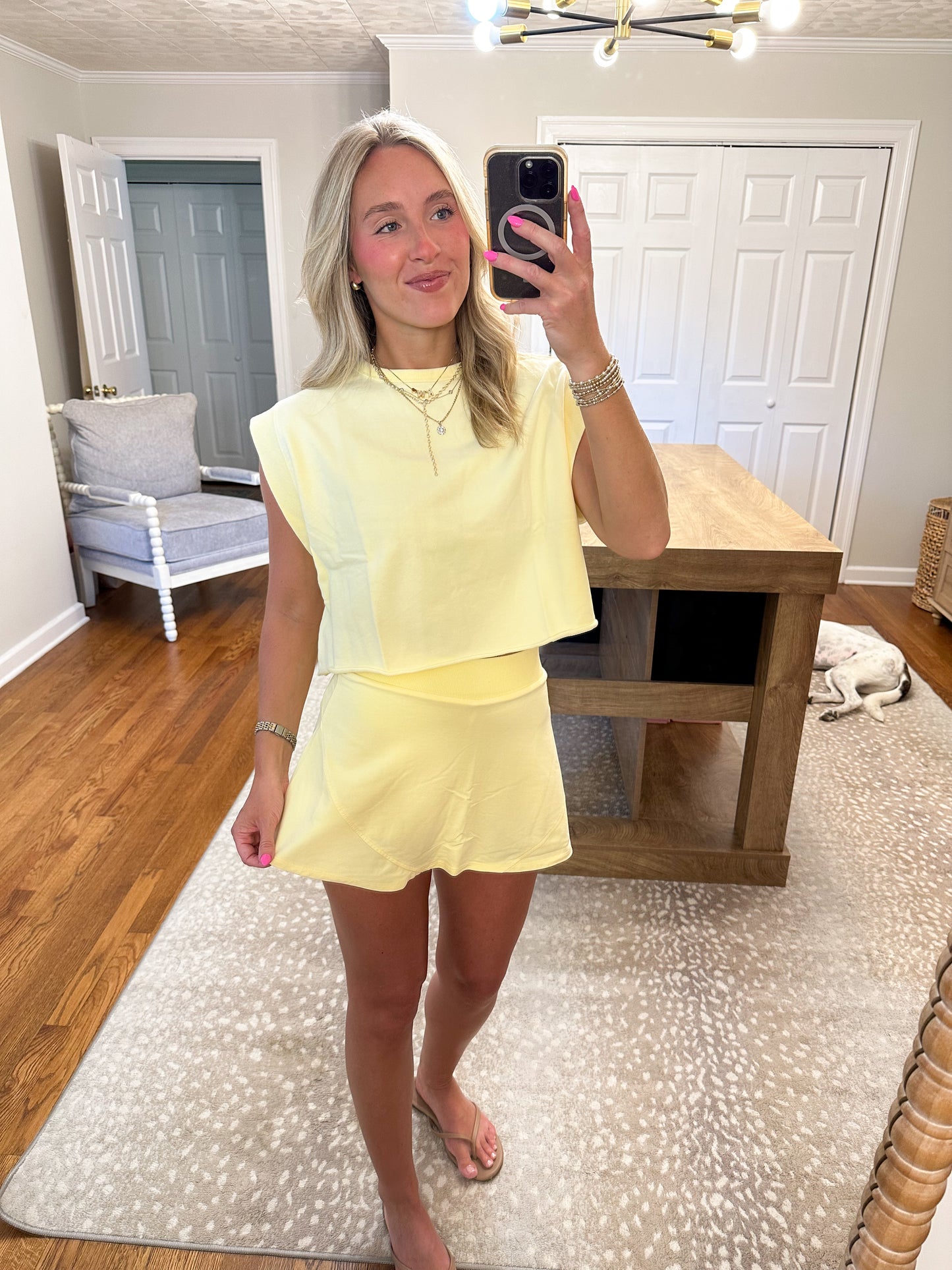 Mineral Wash Skort Set- Yellow