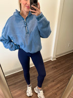 Nora Sherpa Pullover- Blue
