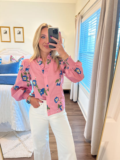 Rosie Floral Top- Pink