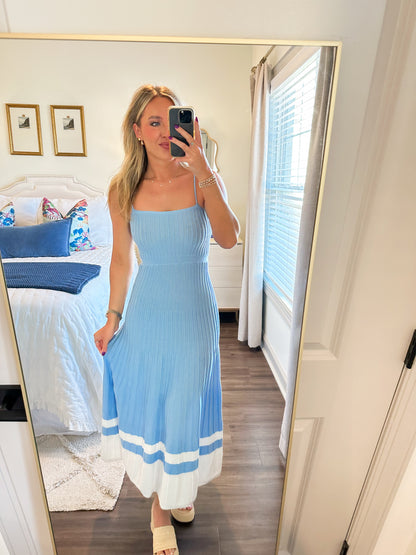 Kenzie Dress- Blue/Ivory