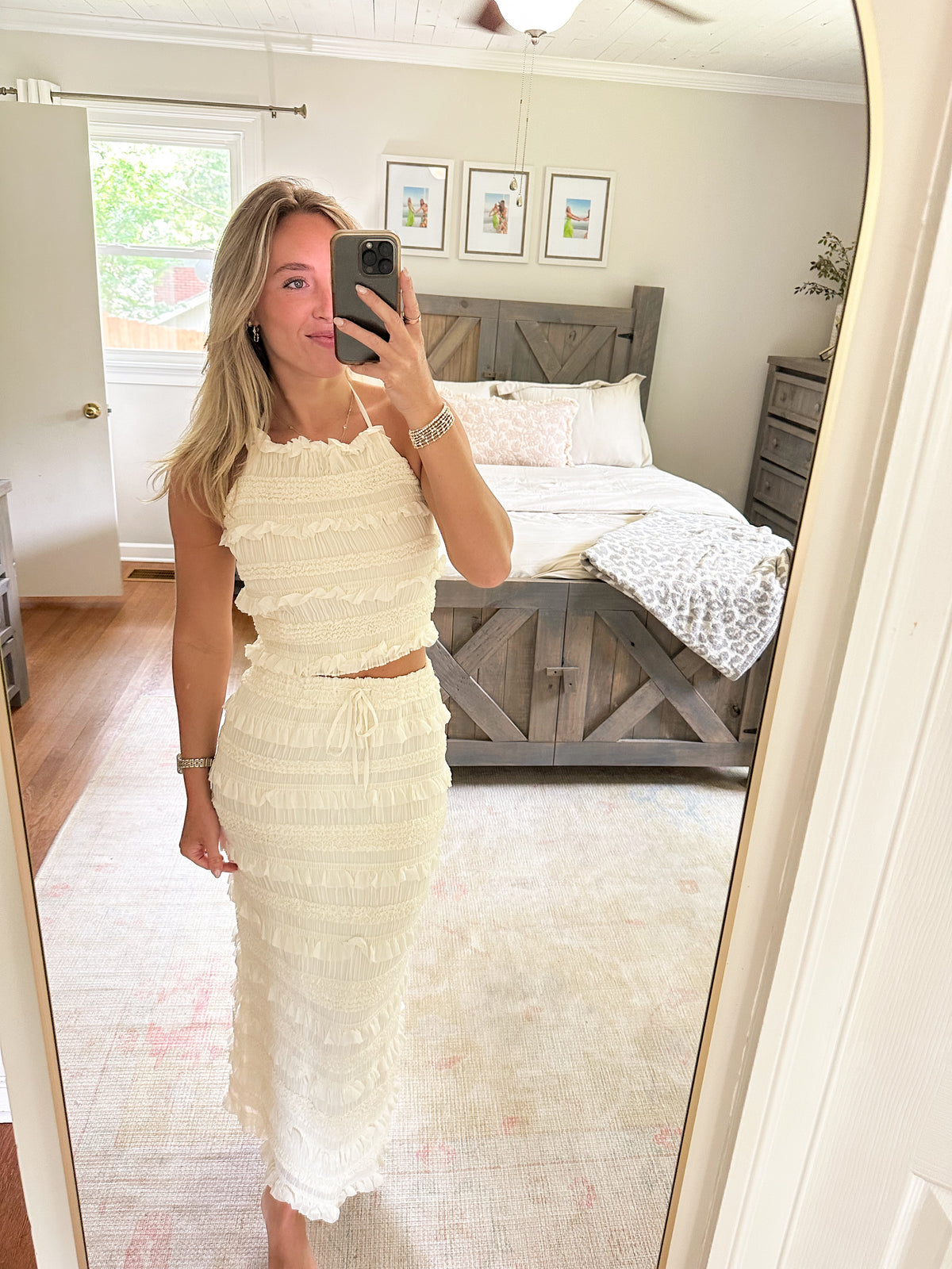 Cove Textured Skirt Set- Ivory