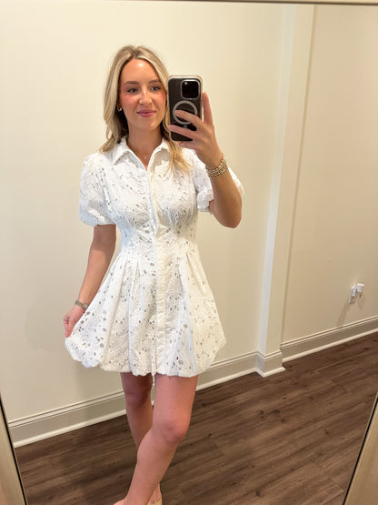 Willa Eyelet Mini Dress- White