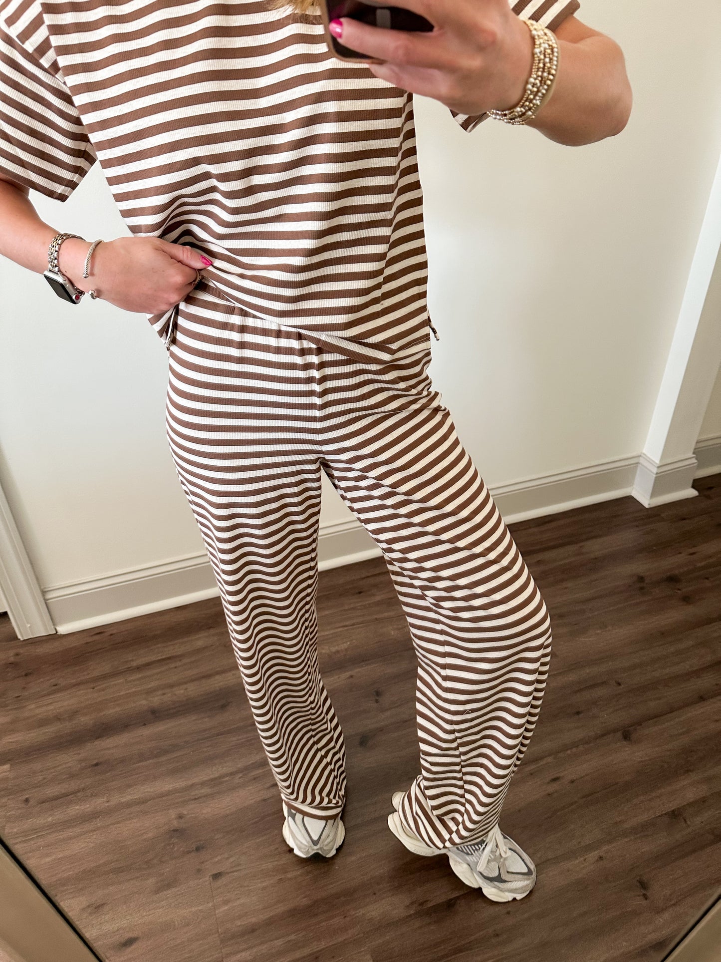 Easy Days Stripe Pants- Brown