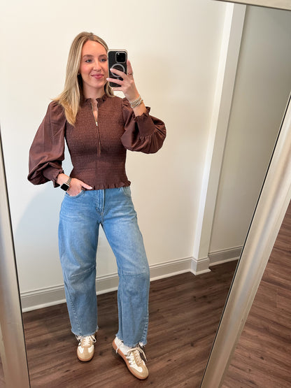 Presley Zip Top- Espresso