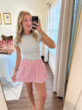 Effie Stripe Front-tie Mini Skirt- Red/White