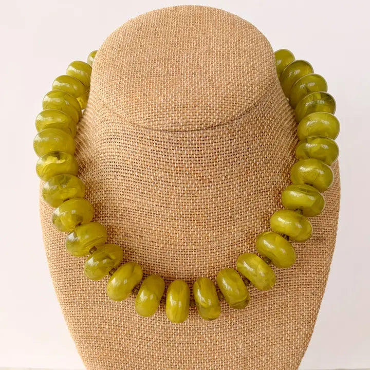 The Rory — Green Rondelle Beaded Necklace