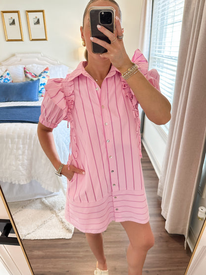 Nova Stripe Dress- Pink