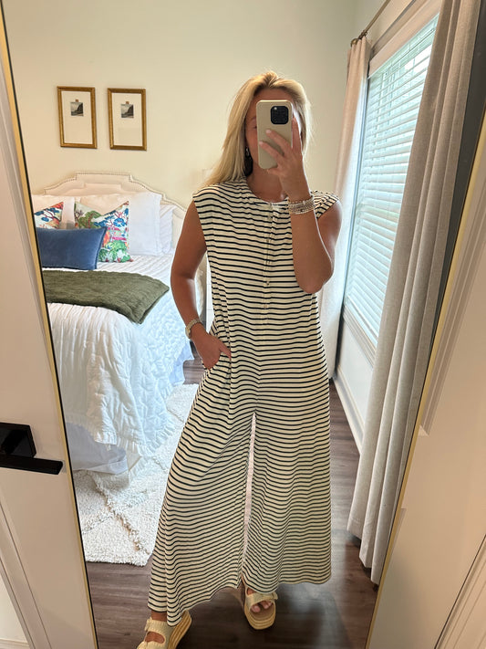 Black Stripe Jumpsuit